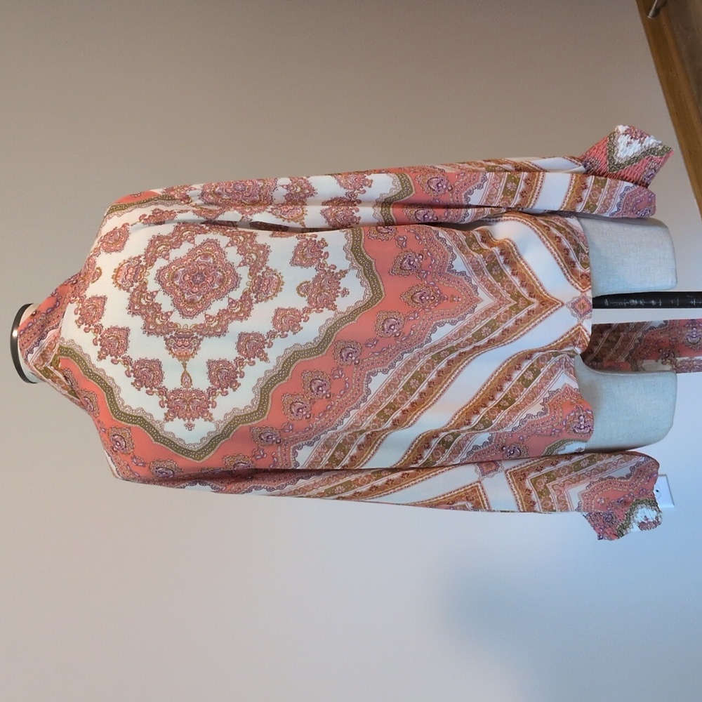 Mystree S Pink and Cream Patterned Kimono Blouse Wrap - Picture 3 of 8